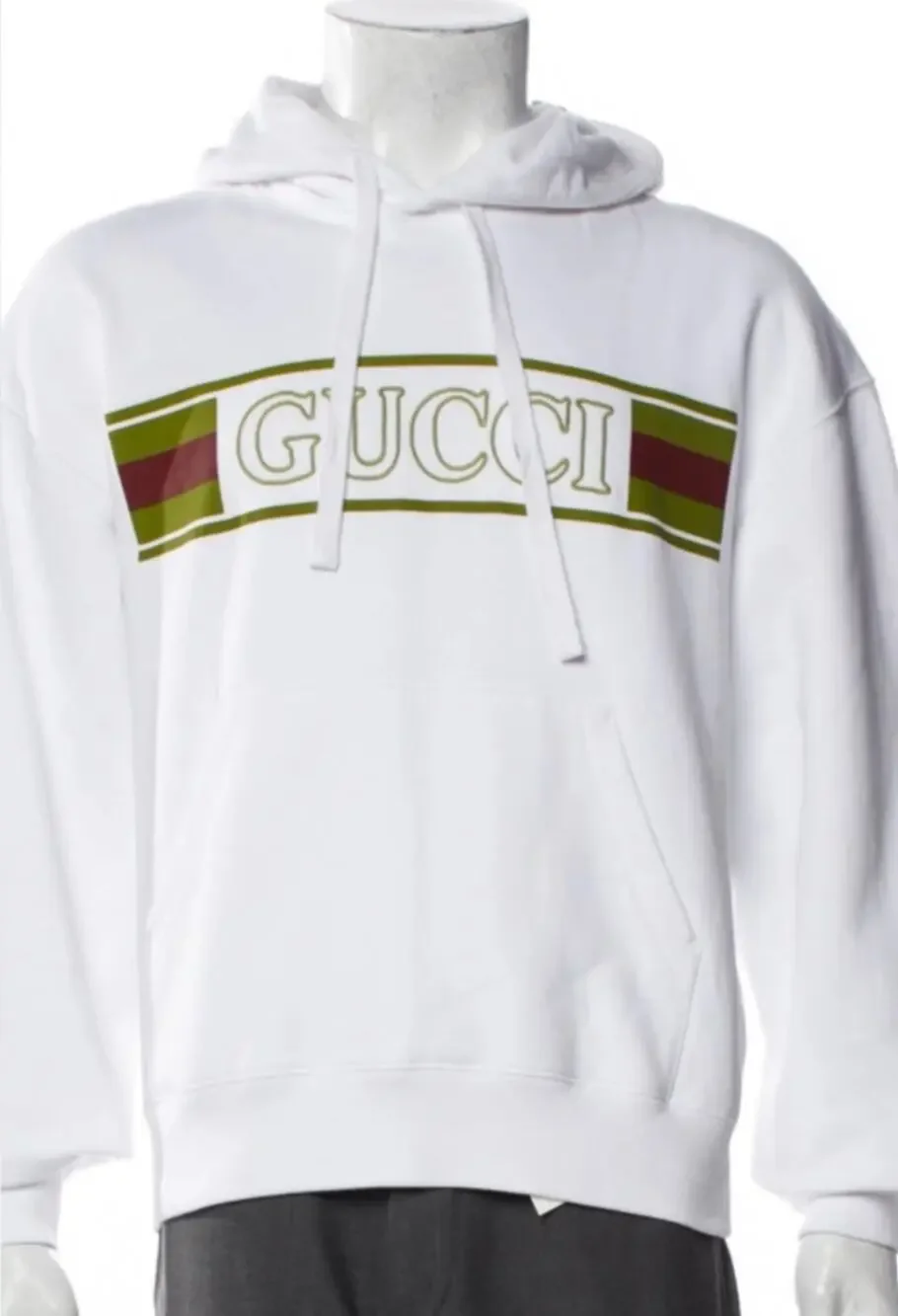Men's Gucci cotton, hooded sweatshirt, green/red web stripe logo size large